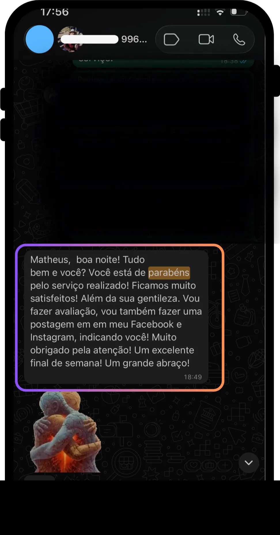 Feedback de cliente pelo WhatsApp